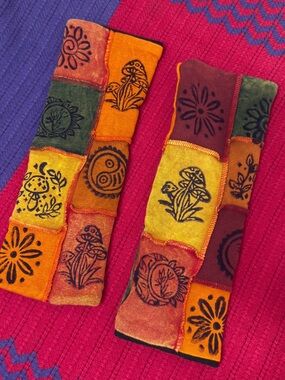 Handmade funky patchwork leg warmers